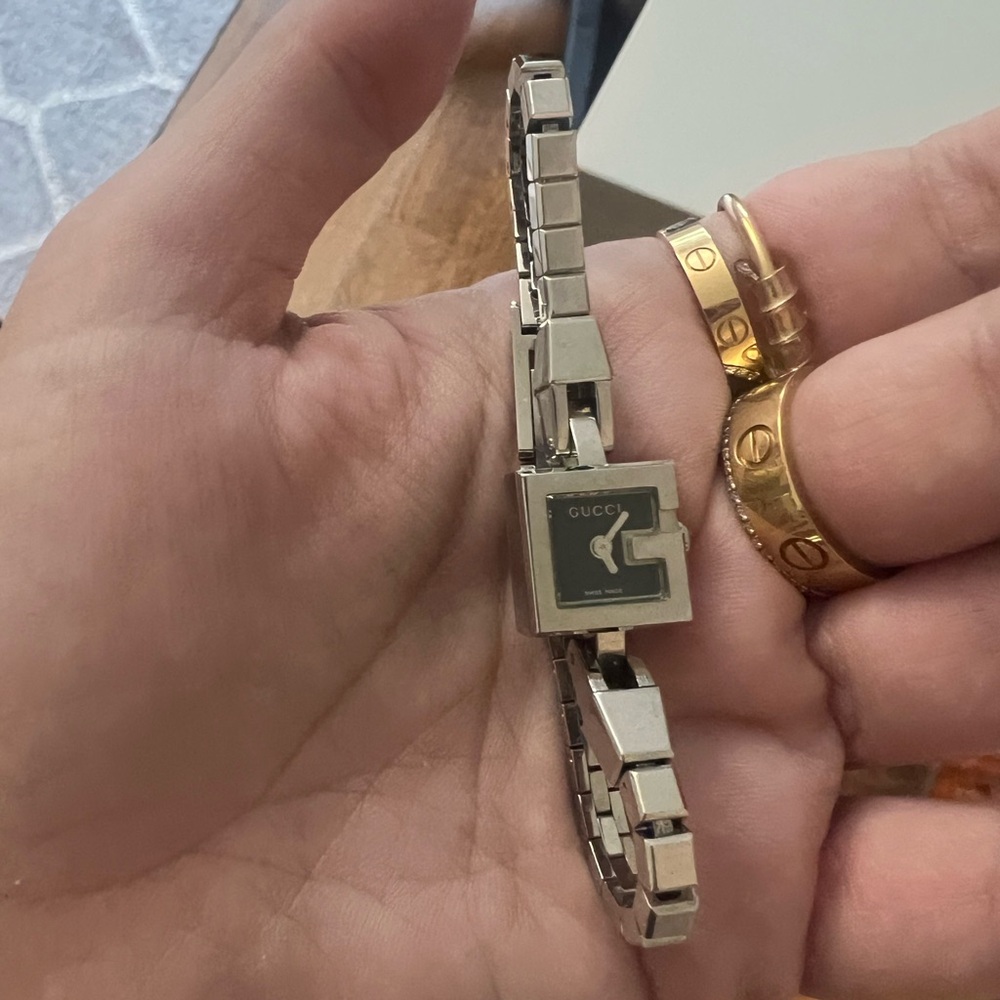 Gucci Silver Watch  with Black Dial